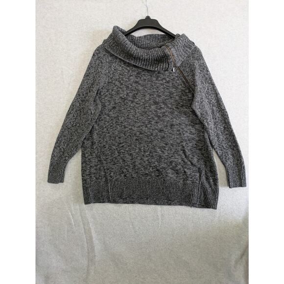 Sejour Sweater Women's 1X Gray‎ High Neck Knitted Zipper Long Sleeves Pullover - Picture 1 of 11
